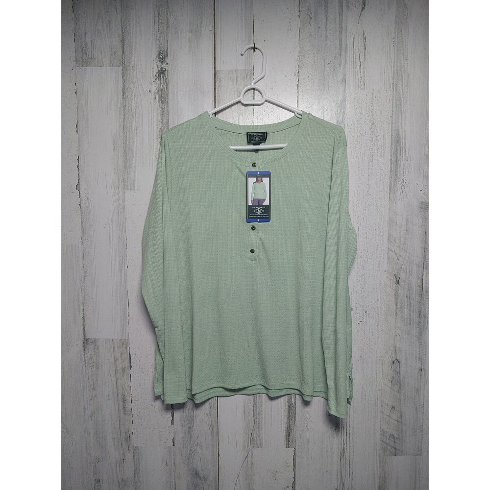 G.H. Bass & Co. Ladies' Long-Sleeve Henley Top Green Large